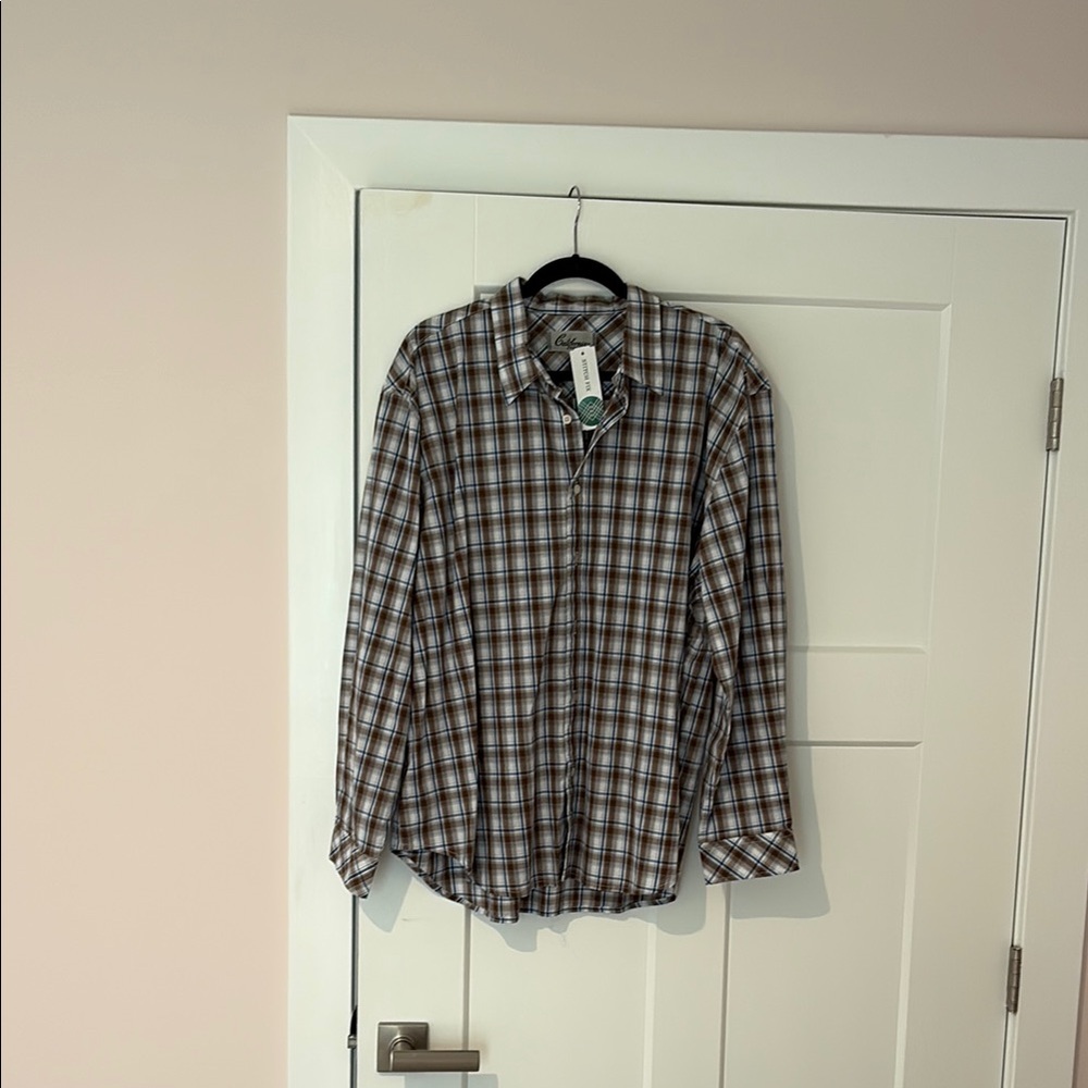 Classic Brown Plaid Casual Button Down Shirt